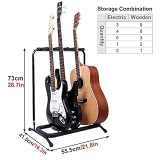 Lqdp Guitare Support 3 Voies Sol Support Guitare, Pliable Accessoires Guitares Rack pour Guitare Basse Électrique… - Les Beatles, Paul McCartney, John Lennon, RIngo Starr, George Harrison Lqdp Guitare Support 3 Voies Sol Support Guitare, Pliable Accessoires Guitares Rack pour Guitare Basse Électrique… – Image 2
