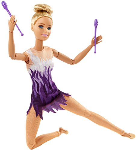 Barbie Made to Move poupée articulée gymnaste ultra flexible en robe dégradé blanc et violet avec collants, jouet pour enfant, FJB18