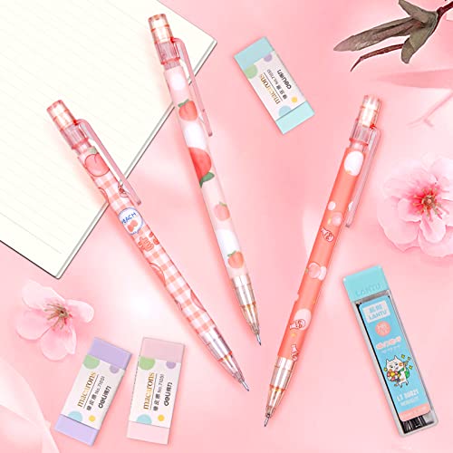 Nsjddwn Cute Mechanical Pencil Set For Kids, 6Pcs 0.5Mm Japanese Kawaii Pencils, 6Pcs Tubes Pencil Refill, 3Pcs Erasers, Cute Kawaii School Supplies For Writing, Drawing, Sketching #TOP2
