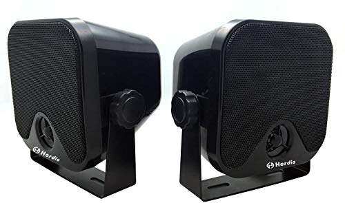 Herdio Marine Radio Mp3 Usb Am Fm Compatible Weather-Proof Marine & Utv Stereo Radio Compatible With Bluetooth + 4 Inches Marine Surface Mount Box Speakers(A Pair) #TOP4