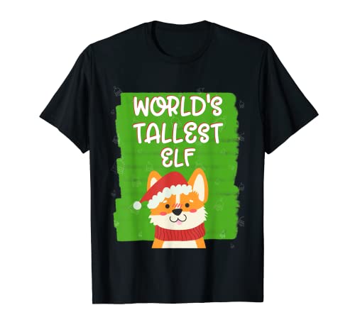 Divertido regalo de elfo más alto del mundo de Navidad de Corgi Lover Camiseta