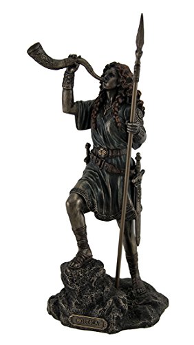 Veronese Design Boudica Warrior Queen of Iceni Holding Spear Blowing Celtic Horn Statue