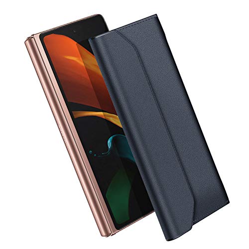 Compatible with Samsung z Fold 3 Case, Magnetic Flip Cover Leather Fold 3 Leather Case Phone Pouch Shockproof Case for Samsung GalaxyZ Fold/Z Fold 2/Z Fold 3/Z Flip 3 5G/Huawei Mate X/Xs- (Dark Blue)