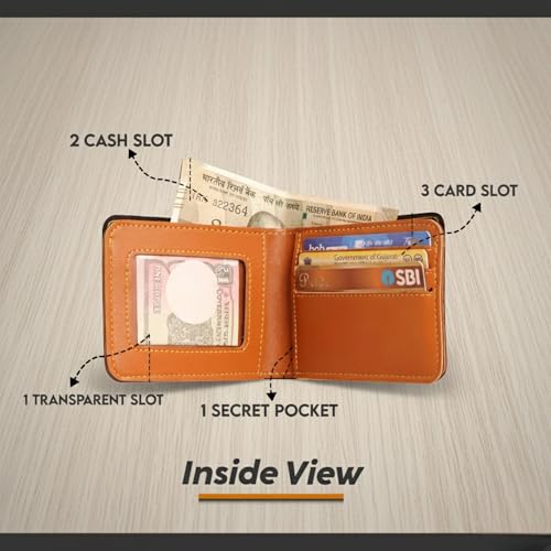 Image of Personalized Leather Wallet for Men with Name & Charm | Vegan Leather Wallet & Passport Cover Holder for Men & Women | Customized Gift for Boys, Husband, Brother