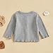 Dewadbow Kids Toddler Girls Lightweight V Neck Cardigan Sweater Long Sleeve Button Down Ruffle Knitwear Casual Knit Sweaters (Gray, 0-6 Months)