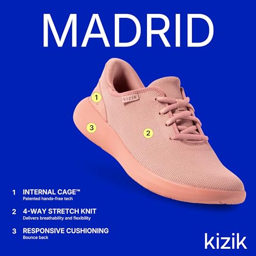 Image of Kizik Madrid Slip On Sneakers: Comfortable All-Day Wear, Hands Free Convenience, Mens & Womens Walking Shoes with Arch Support, Wide Toe Box Available