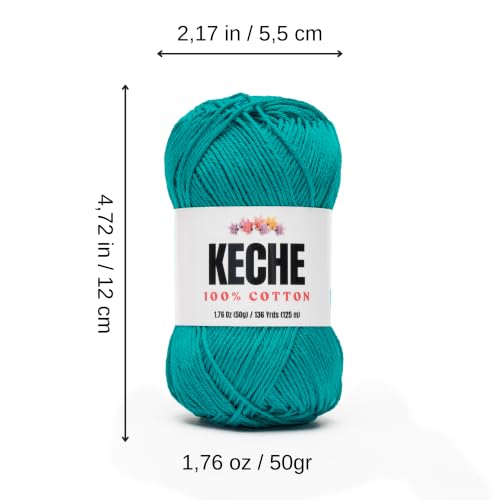 Image of Cotton Yarn - 100% Cotton Yarn for Crocheting and Knitting, Mercerized Cotton Amigurumi Yarn Fine-Sport 2 1.76 oz (50g) / 136 Yrds (125 m) 3 Skeins - Aqua