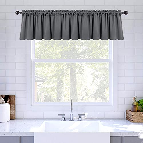 MIULEE Blackout Valance Rod Pocket Thermal Insulated Window Treatment Tiers Solid Short Curtain for...