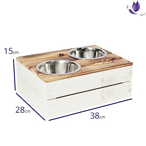 CHICCIE Futterstation Personalisierte Gravur - Zwei Näpfe Futternapf Wassernapf