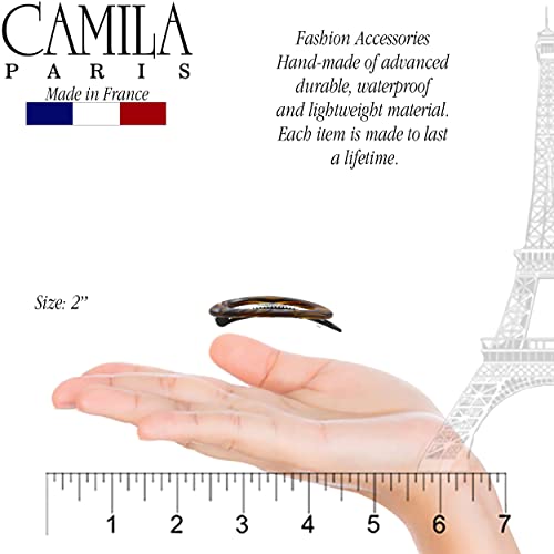 Camila Paris CP3367 French Hair Barrette Clip for Women, Handmade, Onyx, Side Slide-in Metal-Free Closure Strong Hold Grip Hair Clips for Girls, No Slip Durable Hair Accessories, Made in France