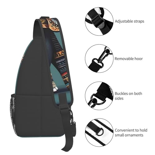 Mochila cruzada deportiva con estampado elefante azteca negra miniatura 5