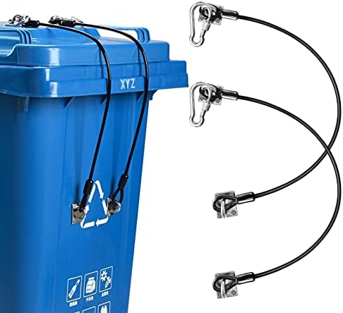 tofeer Trash Can Lid Lock,Heavy Duty Bear Proof Trash Can Lock Wire Rope Universal Lid Lock Cord Garbage Cans Latch Lock for Animals, Squirrels, Dogs, Raccoons