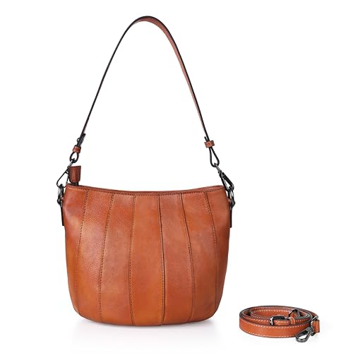 BILIYA Full Grain Cowhide Leather Bucket Bag for Women Handmade