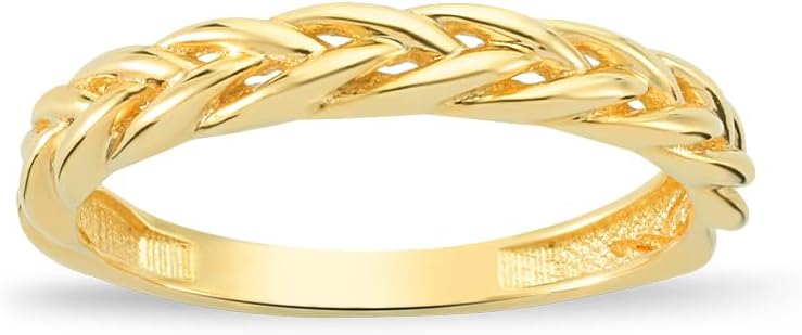 Gelin 10k Solid Gold Braided Ring | 10k Yellow Gold Braid Pattern Stackable Rings for Women | Trendy Gold Rings | Dainty Rings Jewelry | Gift for Anniversary, Sizes 5 to 9 (7)