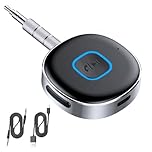 Car Bluetooth AUX Adapter, Bluetooth 5.4 Receiver for Home Stereo/Speaker/Wired Headphones, 3.5mm Audio Adapter Hi-Fi Receivers Amplifiers, Supports Dual Device Connection, 16H Playtime, Handsfree