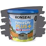 SAVING HUB Fence Paint 5L - Garden Shed Paint, Furniture Paints - Outdoor Exterior Wood Treatment - Used On Rough Swan & Smooth Planed Wood - Sheds & Fences Life Plus - Dry in 4 Hours (Slate)