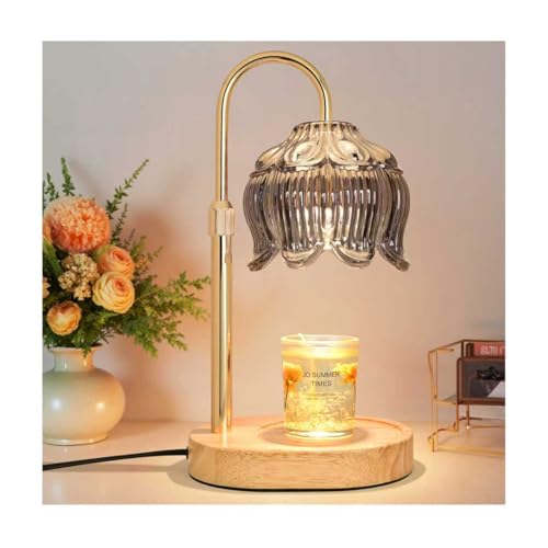 Timer Dimmer Candle Warmer Lamp Electric Candle Warmer Vintage Flower Lotus Lamp Compatible with Various Candles Gifts for Mom Women Candle Lamp for Bedroom Home Decor (Flower