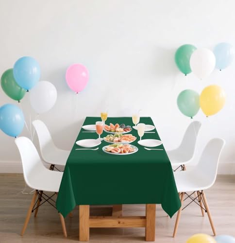 Image of SietDESEO 2 Pack Green Plastic Tablecloth Rectangle 54 x 108 Premium Disposable Table Cloth Plastic Green Table Cover for Wedding Baby Shower Party Decorations