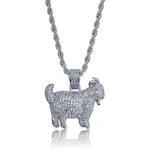 TOPGRILLZ Goat Chain Gold Necklace for Men Eagle Chain Rope Iced out Cubic Zirconia 14K Gold Plated Stainless Steel Necklace 24" Birthday Gifts