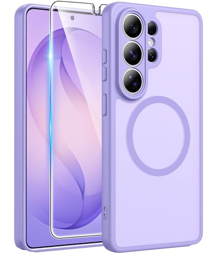 FNTCASE for Samsung Galaxy S26-Ultra Case: [Fit for Magsafe] [Full Camera Protection] Translucent Matte Cases with [Screen Protector] Military Grade Shockproof Protective Phone Cover - Light Purple