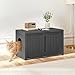 PatioZen Hidden Cat Litter Box, Cat Litter Box Enclosure Furniture with Double Door, Indoor Outdoor Cat House, Adjustable Partition & Side End Table Design, Easy to Clean & Assemble(Black)