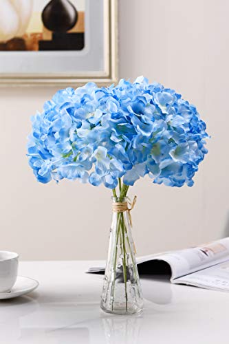 Aviviho Blue Hydrangea Silk Flowers Heads Pack Of 10 Full Hydrangea Flowers Artificial With Stems For Wedding Home Party Shop Baby Shower Décor #TOP2