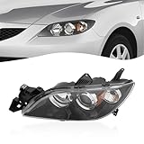 Halogen Headlights Front Lamps, Projector Headlamps, for 2004-2009 Mazda 3 Black BN8P510K0D, BN8P510L0D (Driver Side)
