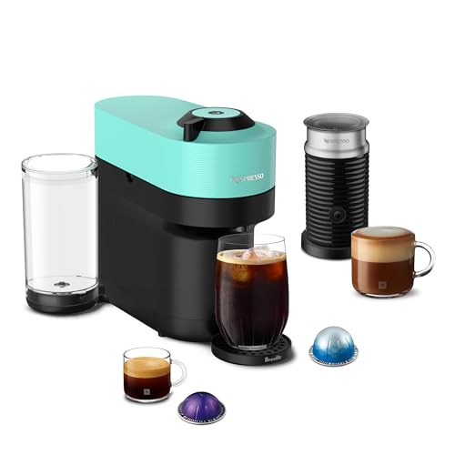 Nespresso Vertuo Pop+ Coffee Machine with Milk Frother, Aqua Mint