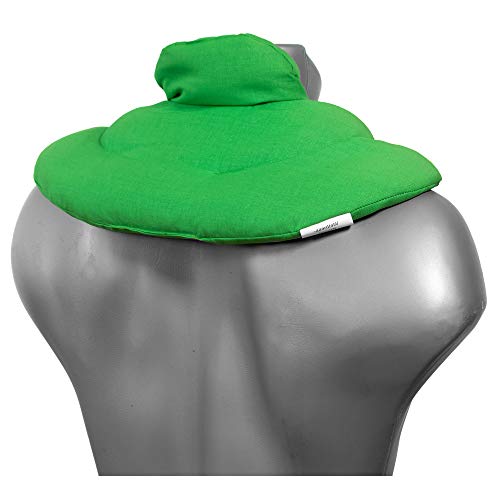 Cojín cervical térmico con cuello. Verde claro. Almohada térmica cervical con semillas de grosella. Saco caliente y frio con semillas. Cojín de nuca