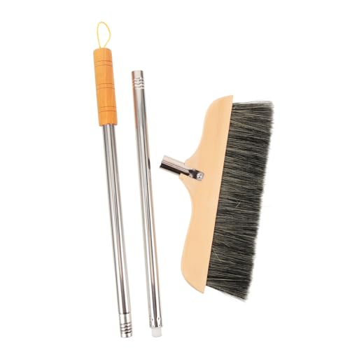 Ipetboom Natural Bristle Broom Wooden Handle Soft Bristle Brush for Carpet Tile Static-Resistant