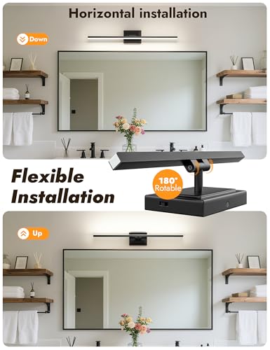 Image of NIORSUN 31.5 Inch Modern Bathroom Light Fixture, 18W 5CCT Dimmable LED Black Bathroom Vanity Lights Over Mirror, Vanity Lights for Bathrooms Restroom Mirror- ETL Certified