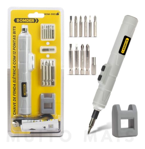 Chave de Fenda Elétrica Parafusadeira Recarregavel Sem Fio USB Leve e Portatil Kit com 12 Bits