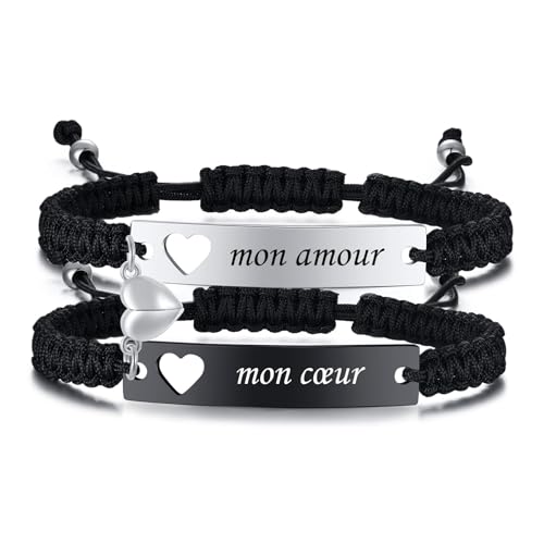 Paar-Armbänder, personalisierbar, Gravur: 2 Stück, Aufschrift 