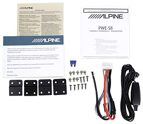 Alpine Pwe-S8 Slim Under-Seat 8" 120 Watt Powered Active Car Truck Subwoofer Bundle With Rockville Rwk10 10 Gauge Amp Installation Kit Anl Fuse Holder 100% Copper Rca #TOP6