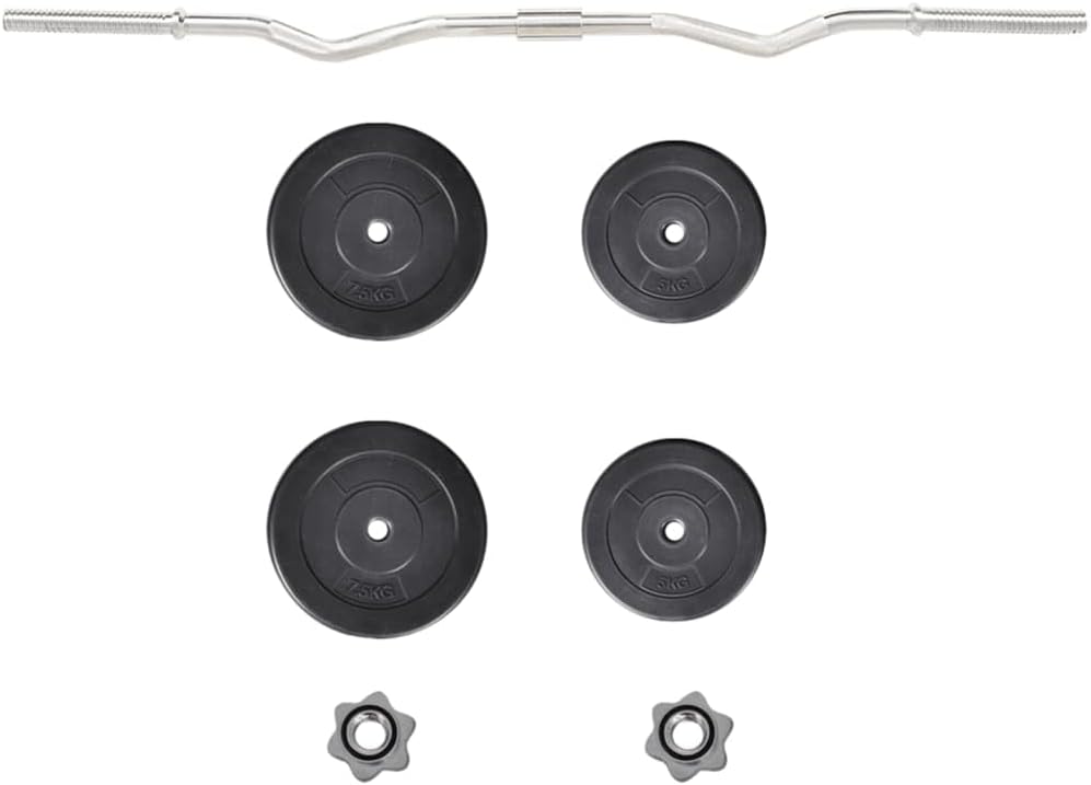 Curl Bar EZ Curl Bar Weightlifting V-shaped Bar with Weights 66.1 lb vidaXL vidaXL 1