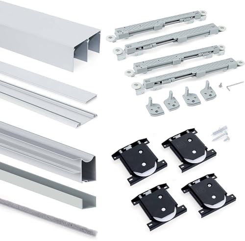 EMUCA - Sistema corredero para Armario 2 Puertas Rodadura Inferior, Espesor 18 mm, Cierre Suave, tableros no incluidos, perfiles Aluminio, Anodizado Mate