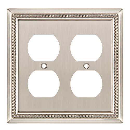 Image of Henne Bery Sunken Pearls Heavy Duty Decorative Wall Plate Switch Plate Outlet Cover (Double Duplex, Satin Nickel)