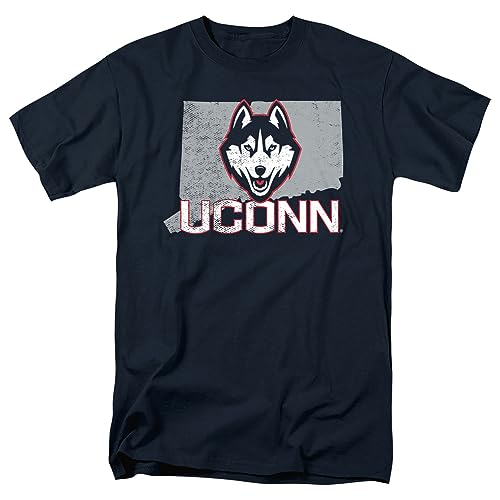 University of Connecticut Official State Shape Unisex Adult T Shirt,Connecticut Huskies, Medium