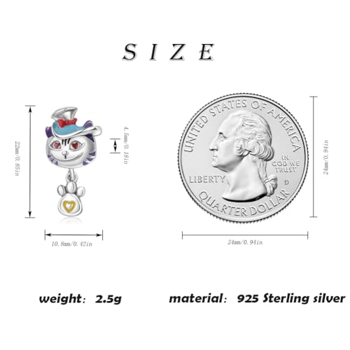 Image of Magic Cat Charm 925 Sterling Silver Heart Beads with Enamal fit European Bracelets Charms,Christmas Valentine Mother's Day Gift for Women