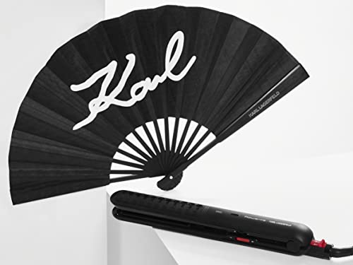 Rowenta Karl Lagerfeld Optiliss Ionic SF323L Fer à lisser avec revêtement en céramique pour des cheveux doux, 10 températures jusqu'à 230 °C, lissage efficace, boucles et vagues, noir