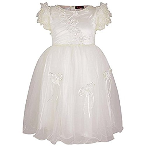 Image of KCL London Girls Party Dress Flower Christening Communion Formal Party Wedding Bridesmaid Colour: Cream Size: 5-6 Years