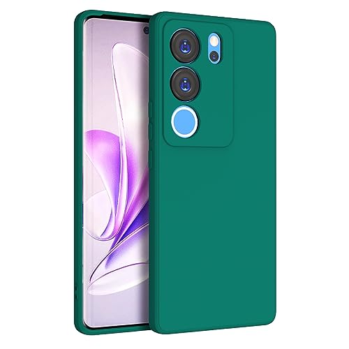 Image of Kapa Matte Protective Lens Flexible Back Cover for Vivo V29 / V29 PRO (5G) | Slim Silicone with Soft Lining Shockproof Full Body Bumper Case (Green)