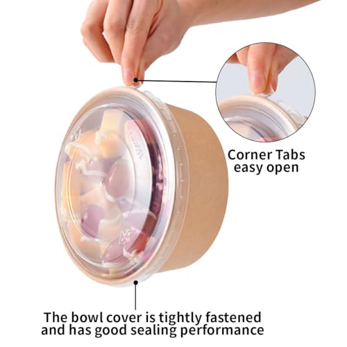 50% Off 15-Pack Kraft Paper Bowls with Lids for Hot/Cold Food