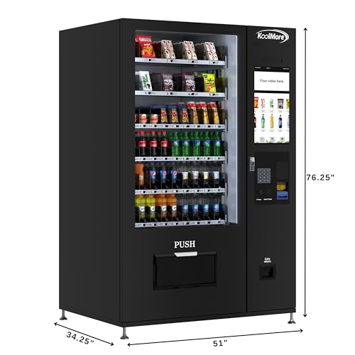 Image of KoolMore Refrigerated Snack Vending Machine with 60 Slots and 22 Inch Touch Screen with Bill Acceptor in Black (KM-VMRT-50-B)