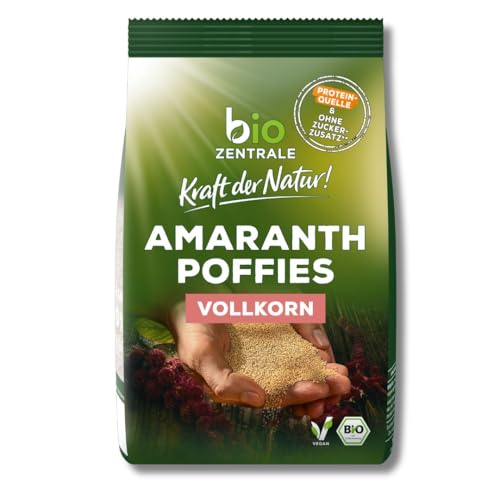 biozentrale Amaranth Poffies | 125 g | vegan | gepuffte, kleine Amaranth-Körner | Proteinquelle | für Müsli, Joghurt & bunte Frühstücks-Bowls