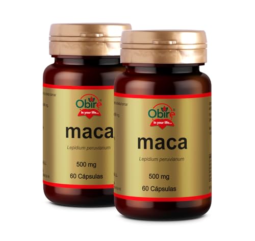 Obire | Maca 500 mg | Pack 2 Unidades | 60 Cápsulas | Ayuda a Potenciar la Libido | Ayuda a Incrementar la Energía y Resistencia | Con Aminoácidos, Minerales, Proteínas y Vitaminas