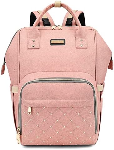Diaper Bag Backpack, Diaper Bags for Baby Girls Boys, Baby Bags for Moms Dads, Baby Nappy Changing Bag with Insulated Pockets,Multi-functional Waterproof Backpack with Stroller straps-peach