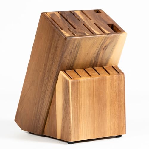 Comparison: Best Wood For Knife Block 2 Coninx Acacia Wood Kitchen Knife Block - 15 Slots Knife Holder - Professional Quality Wood Knife Organizer - Secure Knife Stand To Keep Knives Neat & Sharp - Knife Blocks for Kitchen Knife Storage