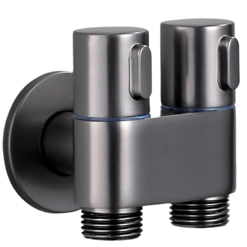 Grifo para inodoro con válvula de control dual de 1 entrada y 2 salidas, rociador de bidé de acero inoxidable, arandela doble para rociador de inodoro, de bidé para limpieza de baño, gri