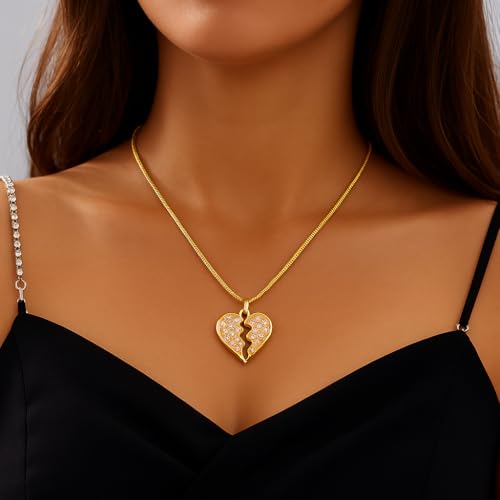 Dainty 14K Gold Plated Heart Necklace for Women - Diamond-Cut Cubic Zirconia Faith Pendant, Adjustable Chain, Spiritual Love Gift for Her3